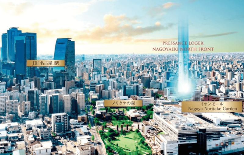 ファイル:プレサンス ロジェ 名古屋駅NORTH FRONT 周辺航空写真CG合成.png