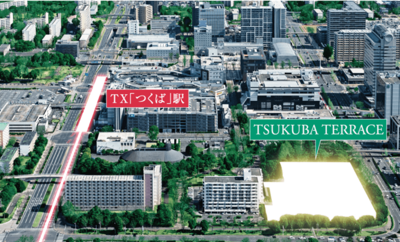 ファイル:TSUKUBA TERRACE（つくばテラス） 空撮写真CG合成.png