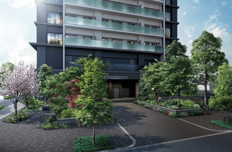 ファイル:シエリアタワー大阪天満橋 敷地北側「彩葉の庭」完成予想図.png