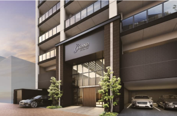 グランドパレス高見三条橋タワー　エントエランスアプローチ完成予想図