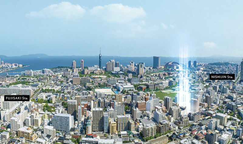 ファイル:グランフォーレ西新パサージュ 周辺航空写真CG合成.png