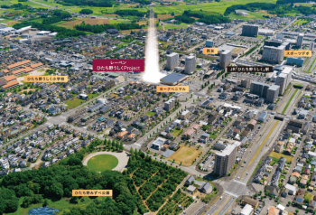 レーベンひたち野うしくProject　周辺航空写真CG合成