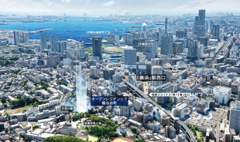 ファイル:オープンレジデンシア横浜台町 周辺航空写真.png