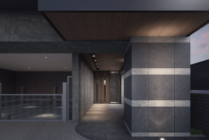 オープンレジデンシア馬出九大病院前　エントエランスアプローチ完成予想図