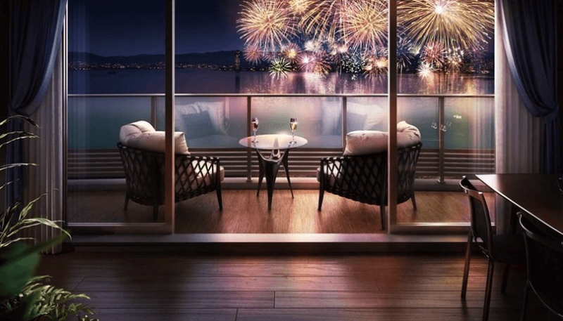 ファイル:プラウドシティ大津京 CGタイプ住居のリビング・バルコニーからの琵琶湖花火をCG合成加工.png