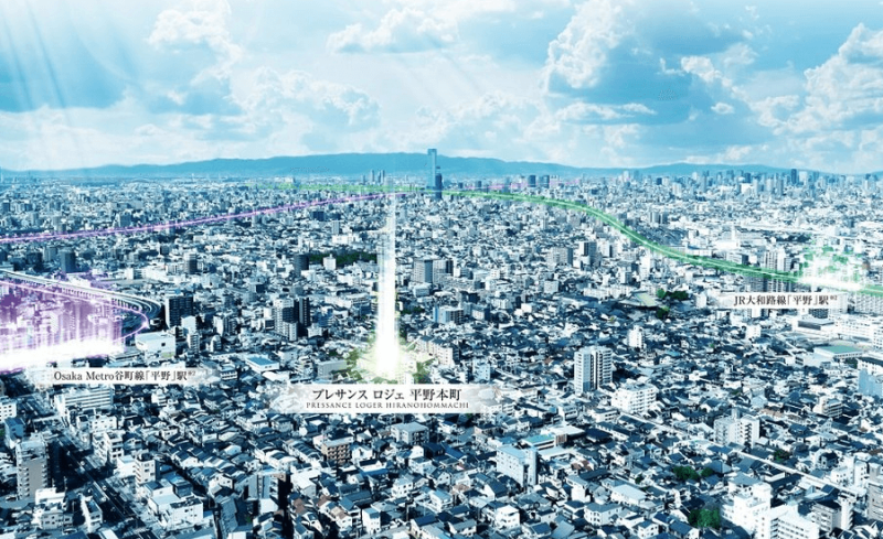ファイル:プレサンス ロジェ 平野本町 周辺写真CG合成.png