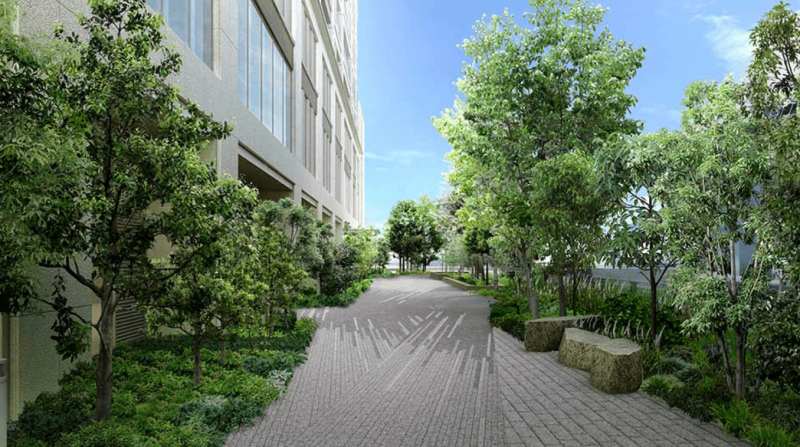 ファイル:SHIROKANE The SKY 川側歩行者通路完成予想CG.png