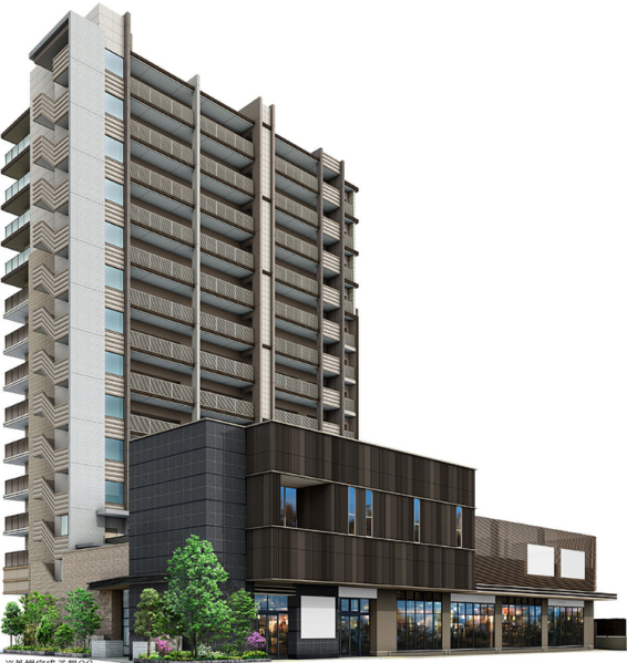 ファイル:ザ・パークハウス 牛田本町ほおずき通り 外観完成予想CG.png