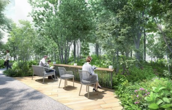 CENTRAL GARDEN TSUKISHIMA THE TOWER　ガーデンコリドー完成予想CG