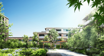 （仮称）世田谷区給田三丁目計画　中庭（夏）完成予想図