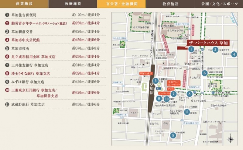 ファイル:ザ・パークハウス 草加官公署・金融機関.JPG