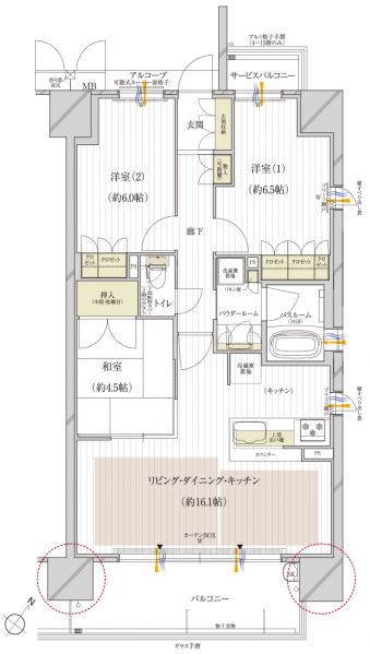ファイル:Hタイプ 3LDK 淀川区161029.png