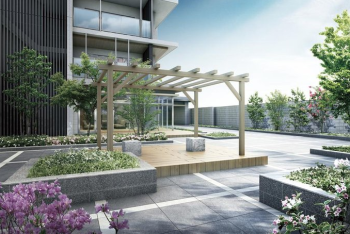 シエリア高槻松原町　エントランスアプローチ兼プレイロット完成予想図