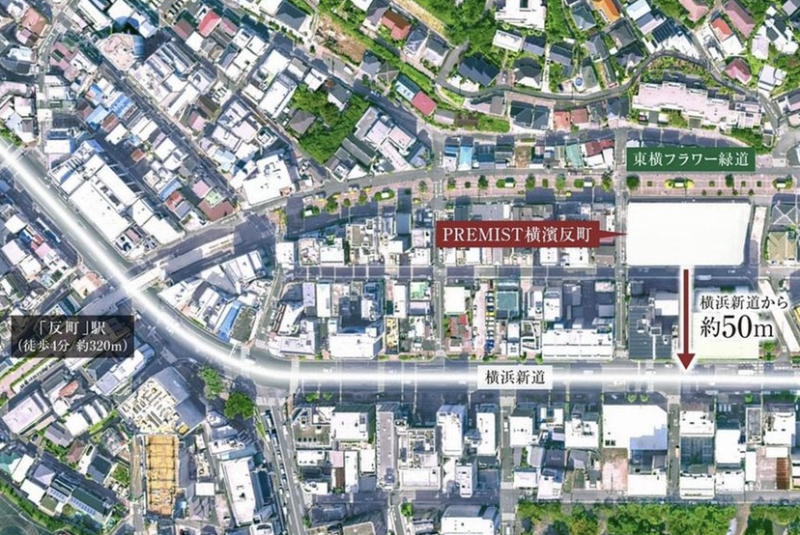 ファイル:プレミスト横濱反町 周辺航空写真CG合成2.png