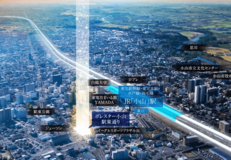 ファイル:ポレスター小山 駅東通り 周辺写真CG合成.png