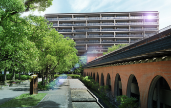 サーパス倉敷市役所前　外観完成予想CG（周辺合成CG）