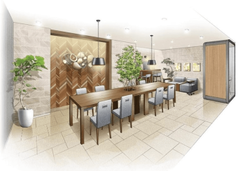 クレヴィア新宿中落合 EAST ／ WEST　EASTオーナーズラウンジ完成予想図（EAST・WESTのオーナー共に利用可）