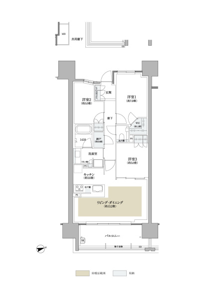 ファイル:ザ・パークハウス 広島平和公園 間取り Cタイプ 3LDK（20171114）.jpg