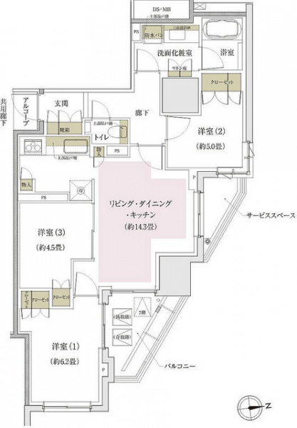 ファイル:プラウド新宿牛込柳町Tタイプ 70.43㎡.jpg