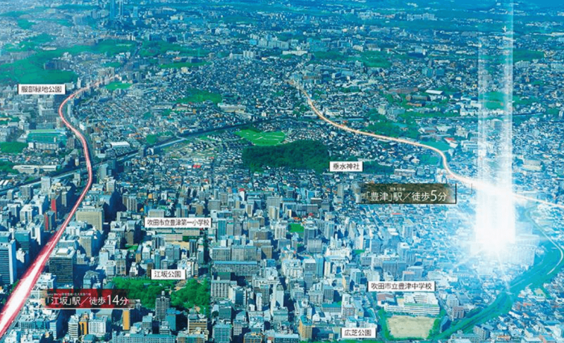 ファイル:ウエリス豊津 周辺写真CG合成.png