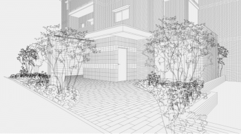 ファーネスト箱崎宮前レジデンス　エントエランスアプローチ完成予想イラスト