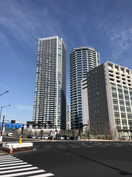 ファイル:ベイサイドタワー晴海 北側南側マンションとの距離.jpg