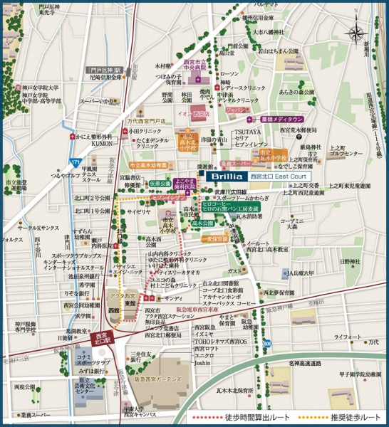 ファイル:Brillia（ブリリア） 西宮北口 East Court 周辺地図.jpg