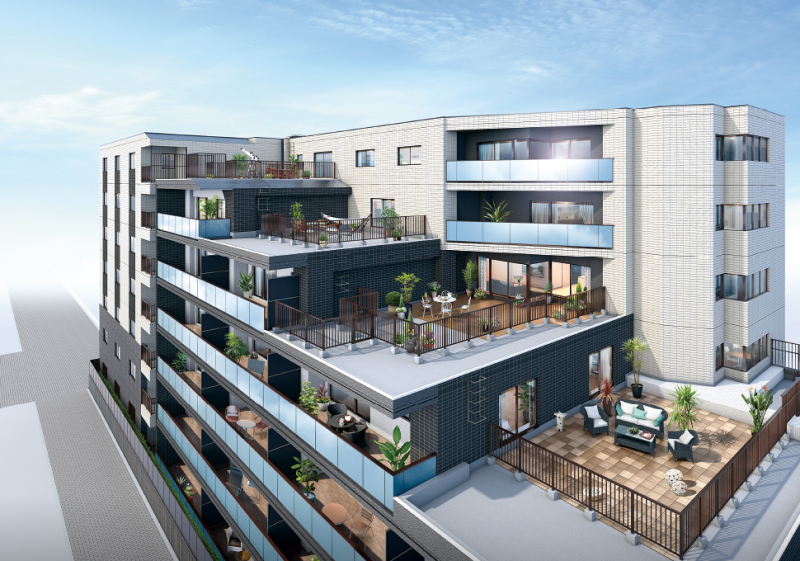 ファイル:クオス港北ニュータウン ステーションヴィラ ルーフバルコニー完成予想CG1.png