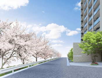 （仮称）和歌山市駅マンションプロジェクト　エントエランスアプローチ完成予想図