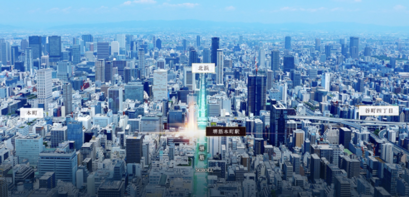 ファイル:ローレルタワー堺筋本町 周辺空撮写真合成.png