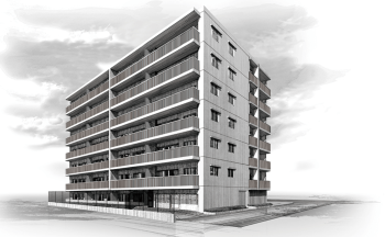 オープンレジデンシア横浜西谷　外観完成イメージスケッチ