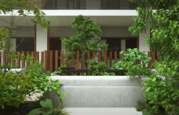 プラウド向ヶ丘遊園　中庭完成予想図