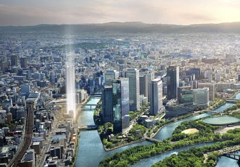 ソルティア京橋リバーフロント　外観完成予想図（周辺含む）