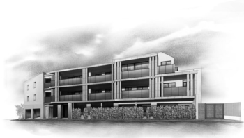 オープンレジデンシア島津山コート　外観完成予想図